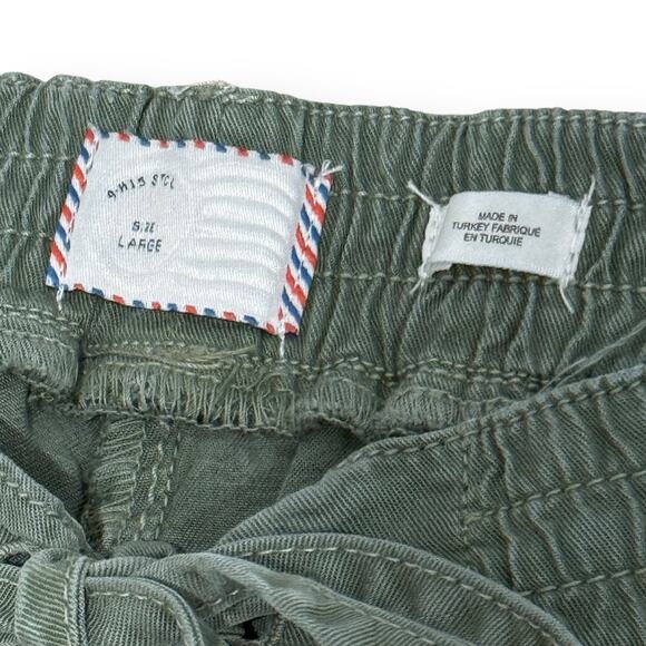Postmark Anthropologie Jarvis Floral Embroidered Joggers Pants Large Army Green - Picture 5 of 14